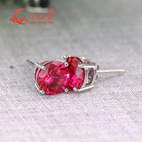925 Silver 8mm Single Lab Ruby Stone Ear Stud Earing
