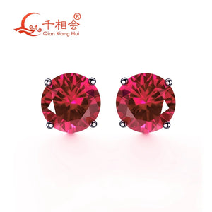 925 Silver 8mm Single Lab Ruby Stone Ear Stud Earing
