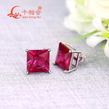 925 Silver Lab Created Ruby 8mm Single Ear Stud Earring