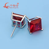 925 Silver Lab Created Ruby 8mm Single Ear Stud Earring