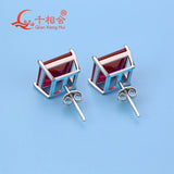 925 Silver Lab Created Ruby 8mm Single Ear Stud Earring