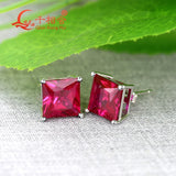 925 Silver Lab Created Ruby 8mm Single Ear Stud Earring