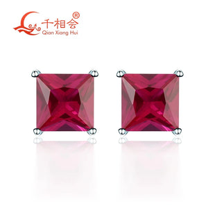 925 Silver Lab Created Ruby 8mm Single Ear Stud Earring