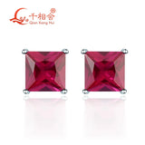 925 Silver Lab Created Ruby 8mm Single Ear Stud Earring
