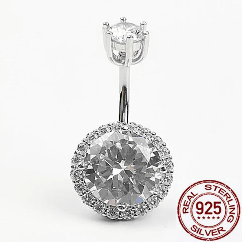 925 Silver Crystal Belly Piercing Navel Jewelry