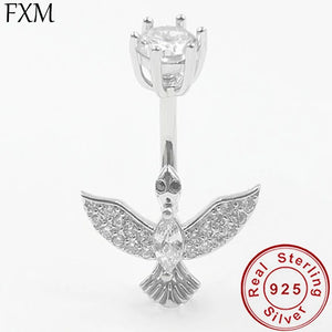 925 Silver Crystal Eagle Belly Button Ring Navel Piercing Beach Jewelry