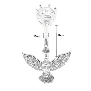 925 Silver Crystal Eagle Belly Button Ring Navel Piercing Beach Jewelry