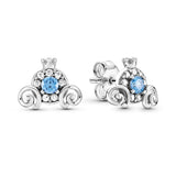 925 Silver Pumpkin Car Girl Earrings CZ Women Jewelry