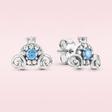 925 Silver Pumpkin Car Girl Earrings CZ Women Jewelry