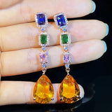 925 Silver Fantasy Zircon Tassel Earrings Retro
