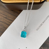 925 Silver Paraiba Pendant Necklace Women's Jewelry