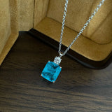 925 Silver Paraiba Pendant Necklace Women's Jewelry