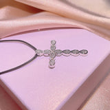 925 Silver Zircon Cross Pendant Chain Full Diamond Cross Jewelry