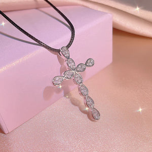 925 Silver Zircon Cross Pendant Chain Full Diamond Cross Jewelry