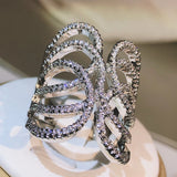 925 Silver Geometric Winding Wrap Ring for Women