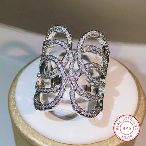 925 Silver Geometric Winding Wrap Ring for Women