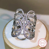 925 Silver Geometric Winding Wrap Ring for Women