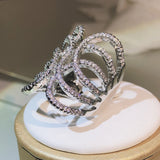 925 Silver Geometric Winding Wrap Ring for Women