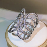 925 Silver Geometric Winding Wrap Ring for Women