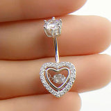 925 Silver Heart Crystal Belly Piercing Navel Body Jewelry Allergy