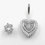 925 Silver Heart Crystal Belly Piercing Navel Body Jewelry Allergy