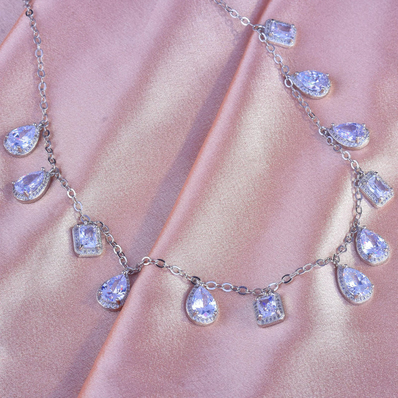 925 Silver Zircon Water Drop Necklace