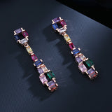 925 Silver High-Def Contrast Earrings Flash Zircon Tourmaline Long Earrings