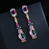 925 Silver High-Def Contrast Earrings Flash Zircon Tourmaline Long Earrings