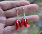 925 Silver Natural Water Jade Inlaid Long Earrings