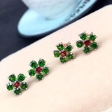 925 Silver Natural Diopside Inlaid Earrings