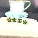 925 Silver Natural Diopside Inlaid Earrings