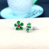 925 Silver Natural Diopside Inlaid Earrings