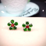 925 Silver Natural Diopside Inlaid Earrings