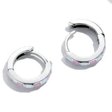 925 Silver Plaid Earrings Light Pink Enamel Drop Earrings