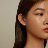 925 Silver Plaid Earrings Light Pink Enamel Drop Earrings