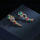 925 Silver Zircon Flowers Earrings for Bride Wedding Dress