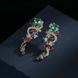 925 Silver Zircon Flowers Earrings for Bride Wedding Dress