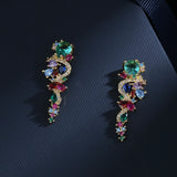925 Silver Zircon Flowers Earrings for Bride Wedding Dress