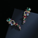 925 Silver Zircon Flowers Earrings for Bride Wedding Dress