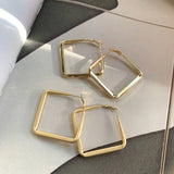 925 Silver Needle Golden Earrings 24K Plating Geometric Women Earrings