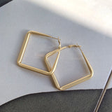 925 Silver Needle Golden Earrings 24K Plating Geometric Women Earrings