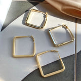 925 Silver Needle Golden Earrings 24K Plating Geometric Women Earrings