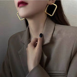 925 Silver Needle Golden Earrings 24K Plating Geometric Women Earrings