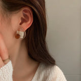 925 Silver Needle Acrylic Resin Earrings Retro Hong Kong Style