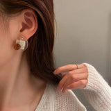 925 Silver Needle Acrylic Resin Earrings Retro Hong Kong Style