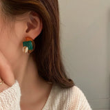 925 Silver Needle Acrylic Resin Earrings Retro Hong Kong Style