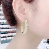 925 Silver Needle Earrings 24K Plated Hollow Out Studs