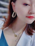 925 Silver Needle Earrings 24K Plated Hollow Out Studs