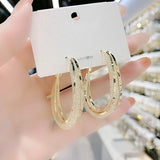 925 Silver Needle Earrings 24K Plated Hollow Out Studs