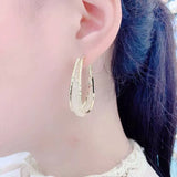925 Silver Needle Earrings 24K Plated Hollow Out Studs